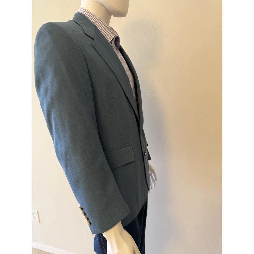 Palm Beach Men's Blue Blazer Two-Button Single Vent Notch Lapel Inner Pockets  M
